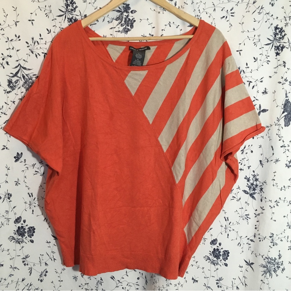 Orange and Beige batwing knit top – Chelsea & Theodore -XL-